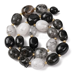Natural Tourmalinated Quartz Beads Strands&nbsp;G-G453-D06-01