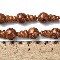 Dyed Natural Fossil 3-Hole Guru Bead Strands&nbsp;G-K149-51A
