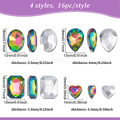 64Pcs 4 Style Glass Rhinestone Cabochons&nbsp;RGLA-FG0001-19