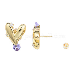 Cubic Zirconia Heart Stud Earrings&nbsp;EJEW-N011-71