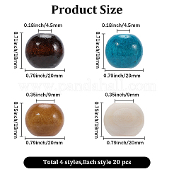 80Pcs 4 Colors Natural Wood Beads&nbsp;WOOD-PA0001-24