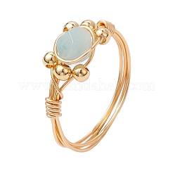 Star Cut Round Natural Rose Quartz & Amethyst & Sodalite & Howlite & Flower Amazonite Finger Ring&nbsp;RJEW-JR00753