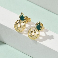 Brass Brass Micro Pave Cubic Zirconia Stud Earrings&nbsp;EJEW-F383-02G-01