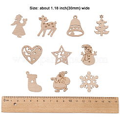 100Pcs Christmas Unfinished Wooden Ornaments&nbsp;WOCR-CJ0001-02