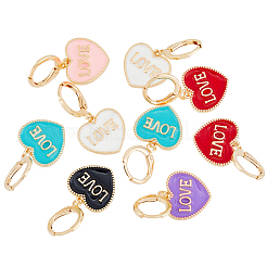 12Pcs 6 Colors Heart with Word Love Enamel Dangle Leverback Earrings&nbsp;EJEW-DC0001-26
