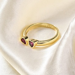 Rack Plating Brass Micro Pave Cubic Zirconia Cuff Finger Rings for Women&nbsp;RJEW-M028-11G