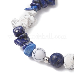 3Pcs Natural Lapis Lazuli & Synthetic Howlite Chip Beaded Stretch Bracelets for Women&nbsp;BJEW-JB12959