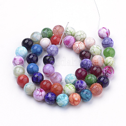 Natural Fire Crackle Agate Beads Strands&nbsp;G-S249-02-8mm