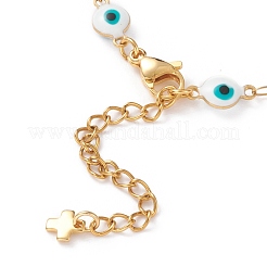 Evil Eye 304 Stainless Steel Enamel Link Chains Bracelets & Necklaces Jewelry Sets&nbsp;SJEW-JS01152