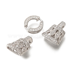 925 Sterling Silver Micro Pave Clear Cubic Zirconia Fold Over Clasps&nbsp;STER-M018-03P