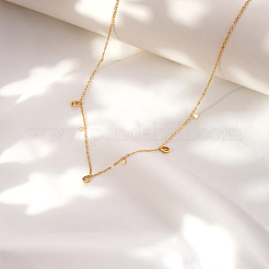 304 Stainless Steel Pave Clear Cubic Zirconia Geometric Teardrop Pendant Necklaces for Women&nbsp;YD2643