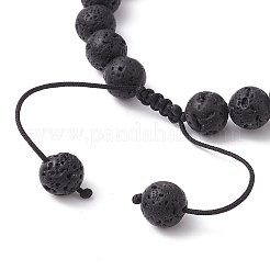 Natural Lava Rock & Tiger Eye Braided Bead Bracelets&nbsp;BJEW-JB09729-01