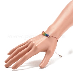 2Pcs 2 Style Natural Mixed Stone Chips Beaded Bracelets Set with Brass Beads&nbsp;BJEW-JB07985