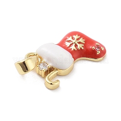 Christmas Theme Brass Micro Pave Cubic Zirconia Pendants&nbsp;KK-F877-31G-01