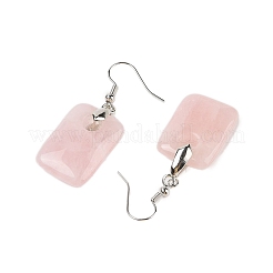 Natutal Rose Quartz Dangle Earrings&nbsp;EJEW-F343-E10