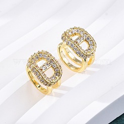 Oval Brass Micro Pave Clear Cubic Zirconia Cuff Earrings&nbsp;EJEW-K305-05G