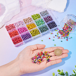 1500Pcs 15 Colors Picasso Baking Paint Glass Seed Beads&nbsp;SEED-TA0001-50