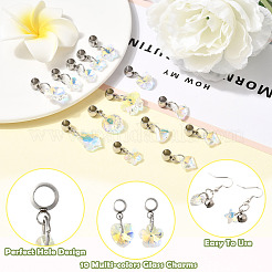 20Pcs 10 Style Glass European Dangle Charms&nbsp;PALLOY-SW00111
