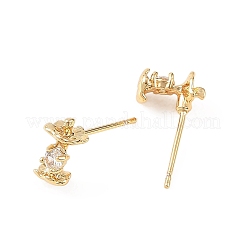 SHEGRACE Apple Brass Micro Pave Clear Cubic Zirconia Stud Earrings&nbsp;XGRQ4N428-715G