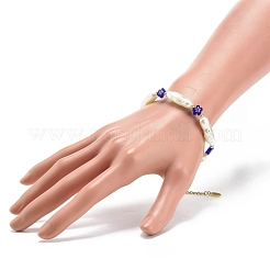 ABS Imitation Pearl & Millefiori Glass Beaded Bracelet for Women&nbsp;BJEW-JB08434