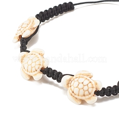 3Pcs 3 Color Synthetic Turquoise(Dyed) Tortoise Braided Bead Bracelets Set&nbsp;BJEW-JB07982