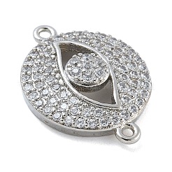 Rack Plating Brass Micro Pave Clear Cubic Zirconia Eye Connector Charms&nbsp;KK-A234-047P