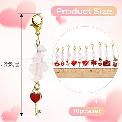 10Pcs Valentine's Day Theme Alloy Enamel Pendant Decorations&nbsp;HJEW-CJD00004