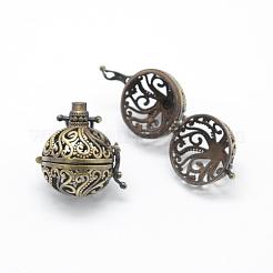 Brass Rack Plating Cage Pendants&nbsp;KK-F722-64AB-RS