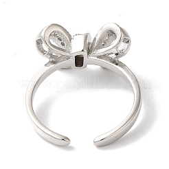 Bowknot Brass Micro Pave Clear Cubic Zirconia Open Cuff Rings for Women&nbsp;LS-RJEW-C098-08P
