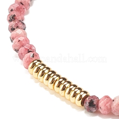 Natural Malaysia Jade(Dyed) Rondelle Beaded Stretch Bracelet with Brass&nbsp;BJEW-JB07967-04