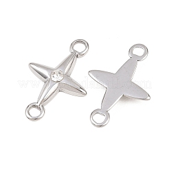 304 Stainless Steel Crystal Rhinestone Connector Charms&nbsp;STAS-P437-14B-P