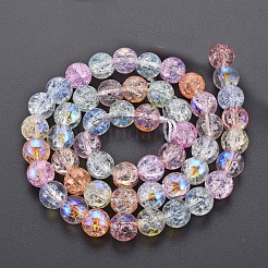 Electroplate Crackle Glass Bead Strands&nbsp;GLAA-S192-C-008B