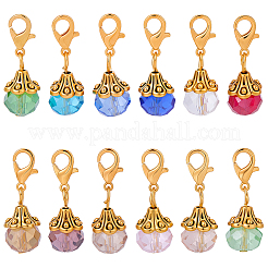 24Pcs 12 Styles Round Glass Pendant Decorations&nbsp;PALLOY-BM00016