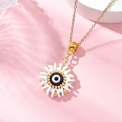 Glass Seed Beads & Polymer Clay & Evil Eye Lampwork Pendant Necklaces&nbsp;NJEW-MZ00101