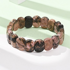 Natural Rhodonite Beaded Stretch Bracelets for Unisex&nbsp;G-K303-01G