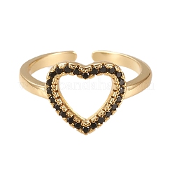 Adjustable Brass Micro Pave Cubic Zirconia Cuff Rings&nbsp;RJEW-K233-01G