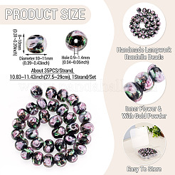 1 Strand Handmade Lampwork Inner Flower Rondelle Beads Strands&nbsp;LAMP-TA0002-72A