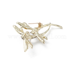 Rhinestone Dragonfly Brooch Pin with Plastic Pearl Beaded&nbsp;JEWB-M026-03G