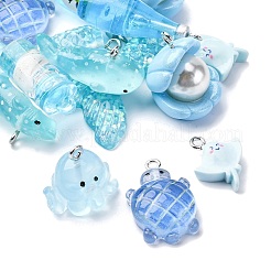 16Pcs 8 Styles Marine Organism Resin Pendants&nbsp;RESI-FP0001-32