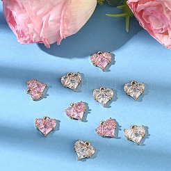 2Pcs 2 Colors Brass Pave Cubic Zirconia Charms&nbsp;ZIRC-YW0001-34