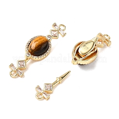 Brass Micro Pave Clear Cubic Zirconia Box Clasps&nbsp;KK-G505-39G