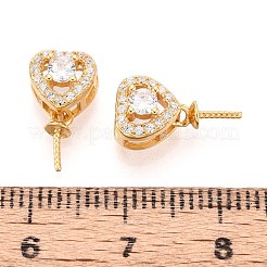 925 Sterling Silver Micro Pave Cubic Zirconia Heart Pendant Bails&nbsp;STER-N016-91G