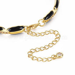 Brass Micro Pave Cubic Zirconia Link Chain Bracelet for Women&nbsp;BJEW-T020-05G-04