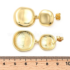 Square Brass Dangle Stud Earrings&nbsp;EJEW-H170-01G
