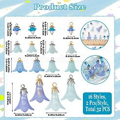 32Pcs 8 Style 2 Colors Acrylic Pendants&nbsp;PALLOY-SW00099