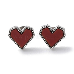 6 Pair 2 Color Heart Acrylic Stud Earrings&nbsp;EJEW-A024-12B