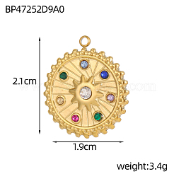 304 Stainless Steel Micro Pave Cubic Zirconia Pendants&nbsp;STAS-OY007-48G