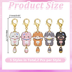 10Pcs 5 Styles Cat Alloy Enamel Pendant Locking Stitch Markers&nbsp;HJEW-HY00108