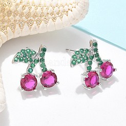 Brass Micro Pave Cubic Zirconia Stud Earrings&nbsp;EJEW-Q015-05P