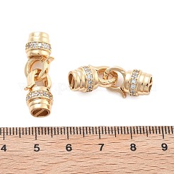 Brass Micro Pave Clear Cubic Zirconia Fold Over Clasps&nbsp;KK-B125-14G